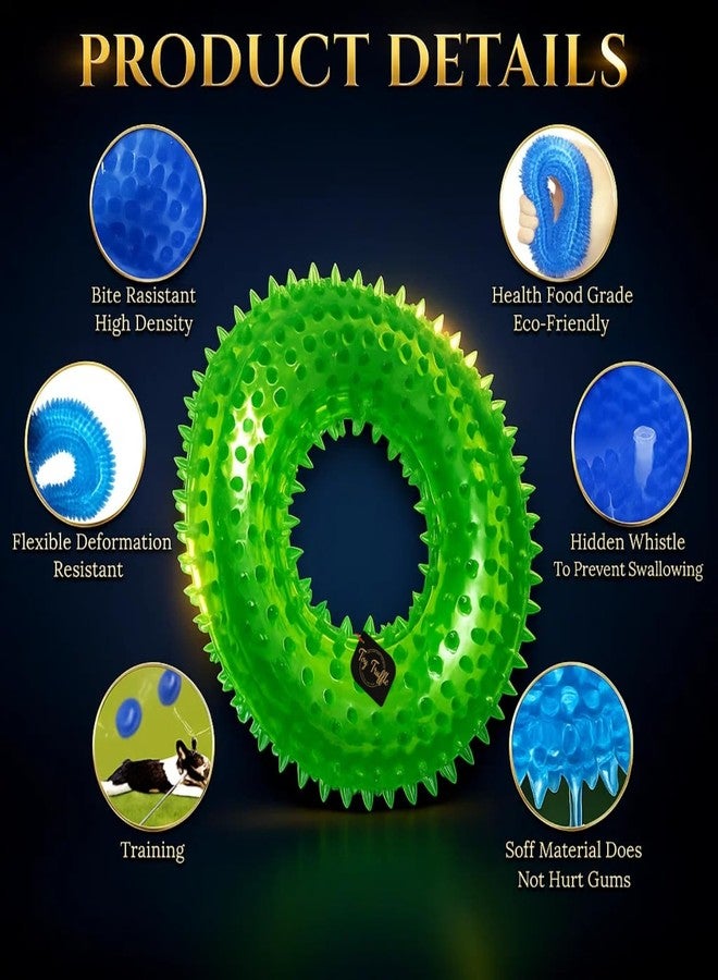 Toy Truffle لعبة كلاب على شكل حلقة حمراء تصدر صوتاً عند الضغط عليها، مناسبة للمضغ والتسنين | حلقة مضغ مطاطية ناعمة على شكل دونات للكلاب الصغيرة والمتوسطة | لعبة متينة للحيوانات الأليفة مزودة بأشواك لتدليك اللثة والحفاظ على صحة الأسنان (النوع 7) - Image 4